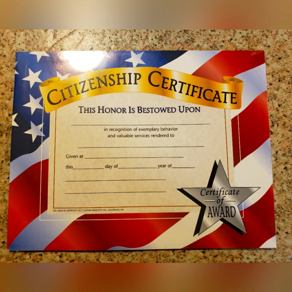Citizenship Certificate Award for Exemplary Behavior & Valuable Service- 30 pack